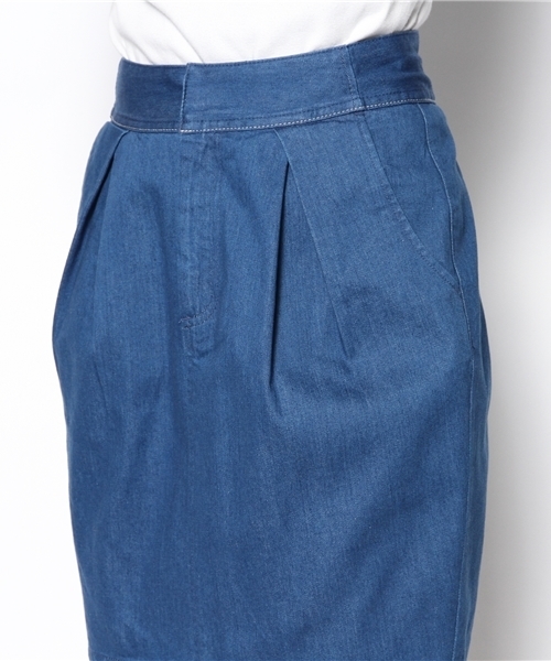 Another Edition（アナザーエディション）の「AE DNM TUCK SKⅡ #（スカート・レディース・コバルトブルー/オフホワイト・SMALL/MEDIUM）」の5枚目の写真