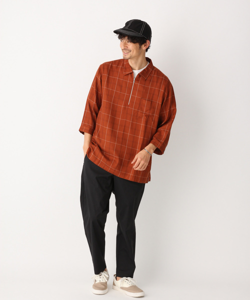 GLOBAL WORK（グローバルワーク）の「ナシジオリシャツ7分袖/827170（シャツ/ブラウス・メンズ・ブラウン/ネイビー・LARGE/SMALL/MEDIUM）」の3枚目の写真