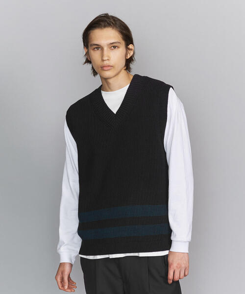 BEAUTY&YOUTH UNITED ARROWS(ビューティーアンドユースユナイテッドアローズ)の「BY アゼ ライン ベスト(ベスト・メンズ・ベージュ/ブラック・MEDIUM/LARGE/SMALL/X-LARGE)」の1枚目の写真