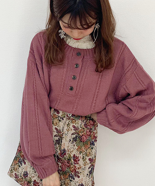 apres jour(アプレジュール)の「ヘンリーケーブルニット【ZOZOTOWN限定アイテム】(ニット/セーター・レディース・ベージュ/ボルドー/モカ/スモークピンク・フリー)」の3枚目の写真