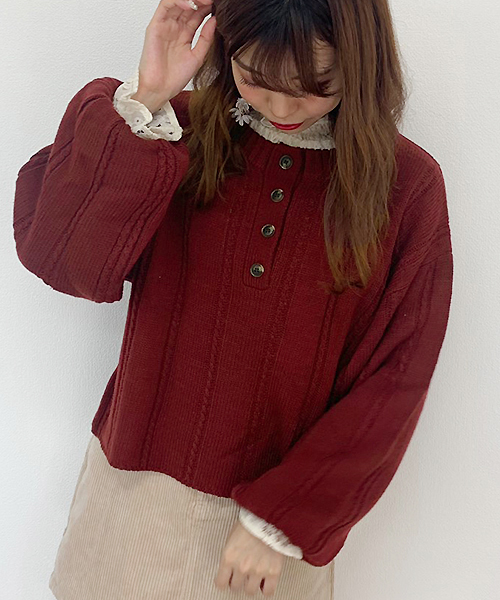 apres jour(アプレジュール)の「ヘンリーケーブルニット【ZOZOTOWN限定アイテム】(ニット/セーター・レディース・ベージュ/ボルドー/モカ/スモークピンク・フリー)」の6枚目の写真