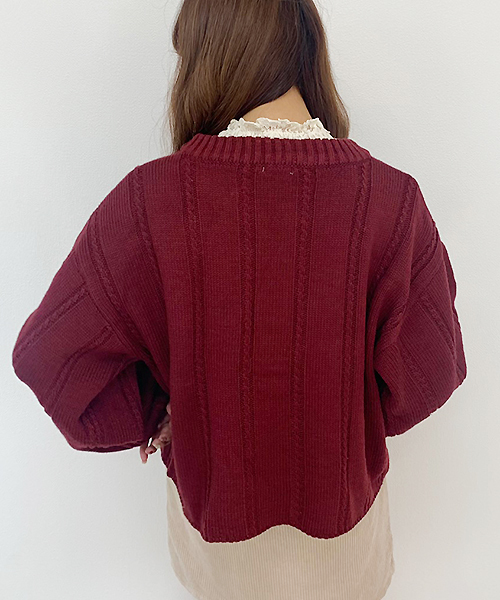 apres jour(アプレジュール)の「ヘンリーケーブルニット【ZOZOTOWN限定アイテム】(ニット/セーター・レディース・ベージュ/ボルドー/モカ/スモークピンク・フリー)」の7枚目の写真
