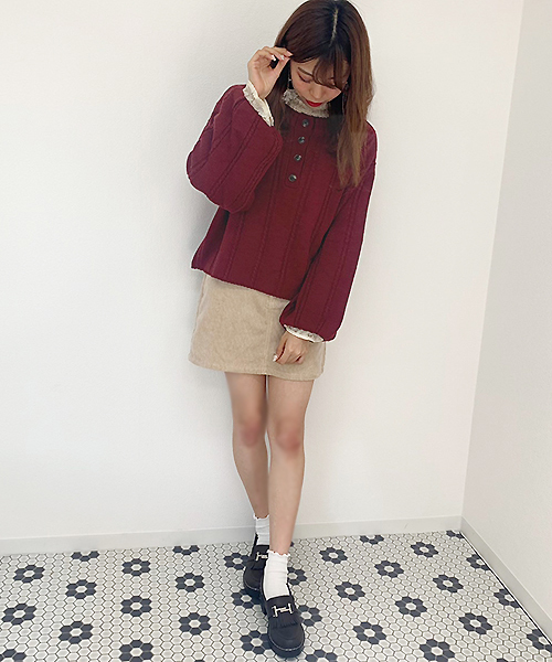 apres jour(アプレジュール)の「ヘンリーケーブルニット【ZOZOTOWN限定アイテム】(ニット/セーター・レディース・ベージュ/ボルドー/モカ/スモークピンク・フリー)」の8枚目の写真