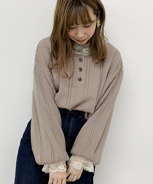 apres jour(アプレジュール)の「ヘンリーケーブルニット【ZOZOTOWN限定アイテム】(ニット/セーター・レディース・ベージュ/ボルドー/モカ/スモークピンク・フリー)」の10枚目の写真