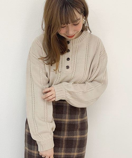 apres jour(アプレジュール)の「ヘンリーケーブルニット【ZOZOTOWN限定アイテム】(ニット/セーター・レディース・ベージュ/ボルドー/モカ/スモークピンク・フリー)」の14枚目の写真