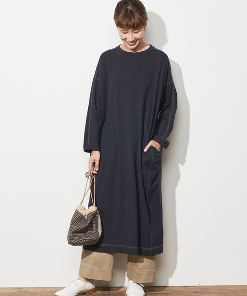 PUAL CE CIN(ピュアルセシン)の「配色ステッチチュニック(Tシャツ/カットソー・レディース・ネイビー/グレー/ブルー/ナチュラル/キャメル・FREE)」の22枚目の写真