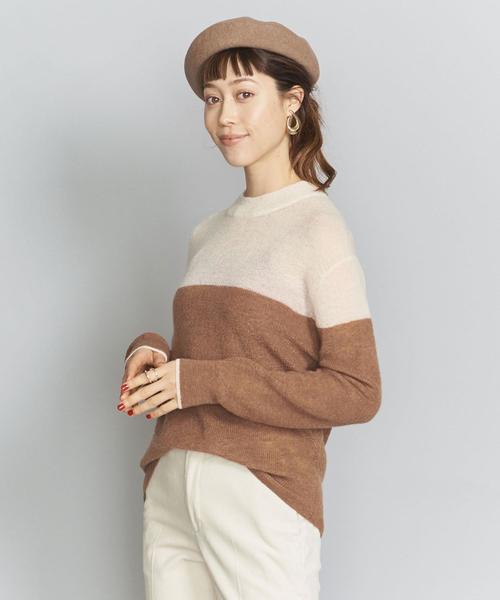 BEAUTY&YOUTH UNITED ARROWS(ビューティーアンドユースユナイテッドアローズ)の「BY モヘヤミックスパネルニットプルオーバー◆(ニット/セーター・レディース・ライトブルー/ベージュ/ブラック・FREE)」の1枚目の写真