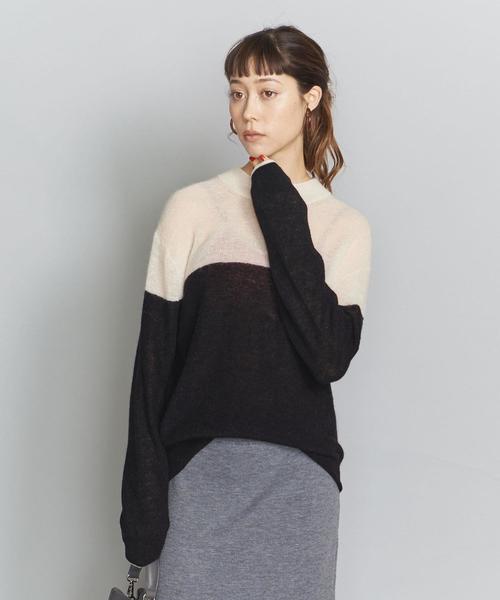 BEAUTY&YOUTH UNITED ARROWS(ビューティーアンドユースユナイテッドアローズ)の「BY モヘヤミックスパネルニットプルオーバー◆(ニット/セーター・レディース・ライトブルー/ベージュ/ブラック・FREE)」の2枚目の写真