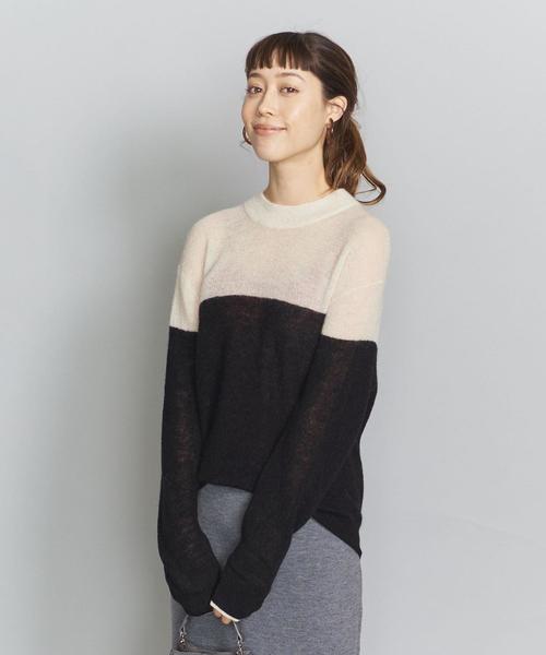 BEAUTY&YOUTH UNITED ARROWS(ビューティーアンドユースユナイテッドアローズ)の「BY モヘヤミックスパネルニットプルオーバー◆(ニット/セーター・レディース・ライトブルー/ベージュ/ブラック・FREE)」の9枚目の写真