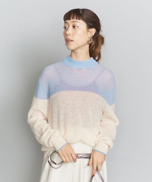 BEAUTY&YOUTH UNITED ARROWS(ビューティーアンドユースユナイテッドアローズ)の「BY モヘヤミックスパネルニットプルオーバー◆(ニット/セーター・レディース・ライトブルー/ベージュ/ブラック・FREE)」の12枚目の写真