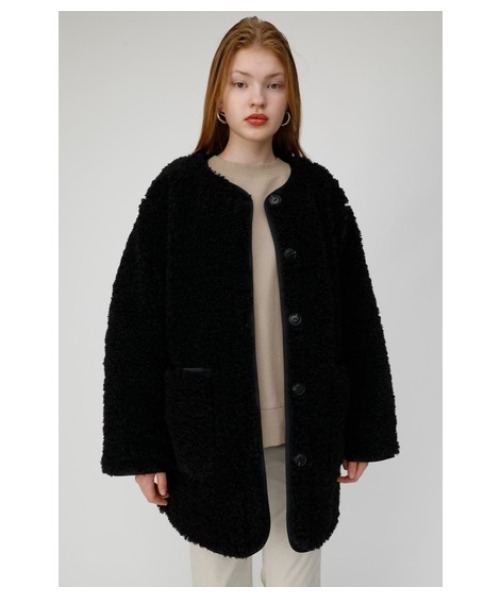 Rever Moussy マウジー のファッション Boa セール コート ノーカラージャケット
