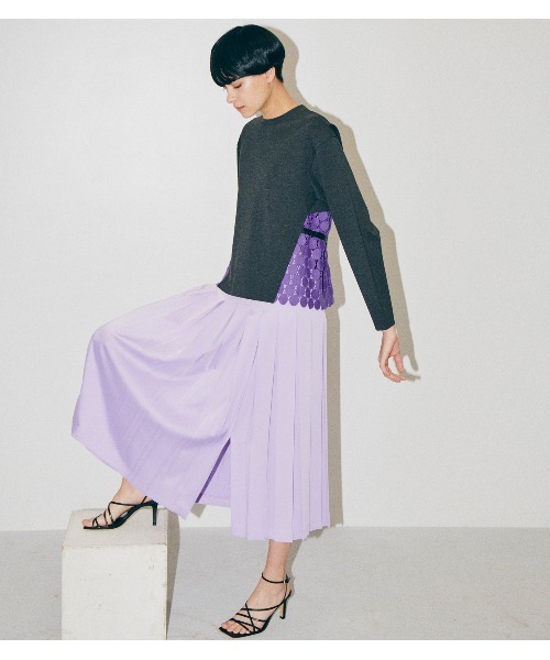 LE CIEL BLEU（ルシェルブルー）の「Dot Lace Long Sleeve Tee（Tシャツ/カットソー・レディース・チャコールグレー/ブラック/カーキ・36）」の7枚目の写真