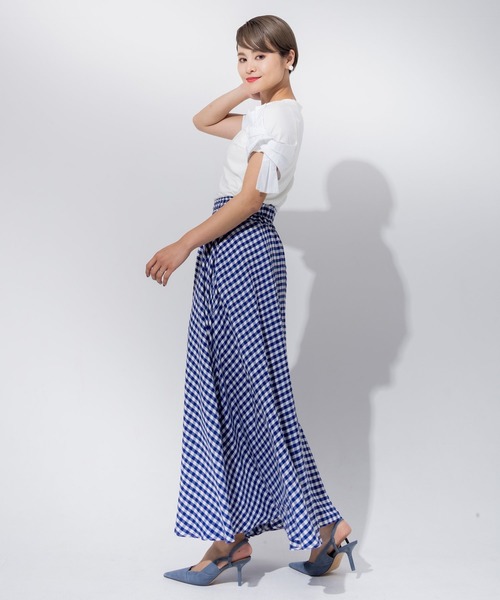 JENNE(ジェンヌ)の「エアリーフレンチフレアスカート(スカート・レディース・レッド/サックスブルー/ブルー/ブラック×ホワイト・S/M/L)」の21枚目の写真