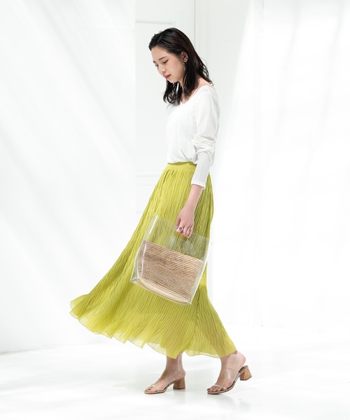 Aunt Marie's（アントマリーズ）の「AUNT MARIE'S シフォン楊柳ロングスカート（スカート・レディース・ブラック/ナチュラル/パープル/イエロー・FREE）」の7枚目の写真