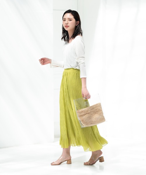 Aunt Marie's（アントマリーズ）の「AUNT MARIE'S シフォン楊柳ロングスカート（スカート・レディース・ブラック/ナチュラル/パープル/イエロー・FREE）」の8枚目の写真