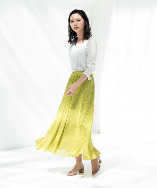 Aunt Marie's（アントマリーズ）の「AUNT MARIE'S シフォン楊柳ロングスカート（スカート・レディース・ブラック/ナチュラル/パープル/イエロー・FREE）」の14枚目の写真