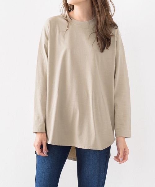 Pierrot（ピエロ）の「オーガニックコットンロンT 綿100%（Tシャツ/カットソー・レディース・ベージュ/オフホワイト/チャコールグレー/ブラック/ライトベージュ・L/M）」の15枚目の写真