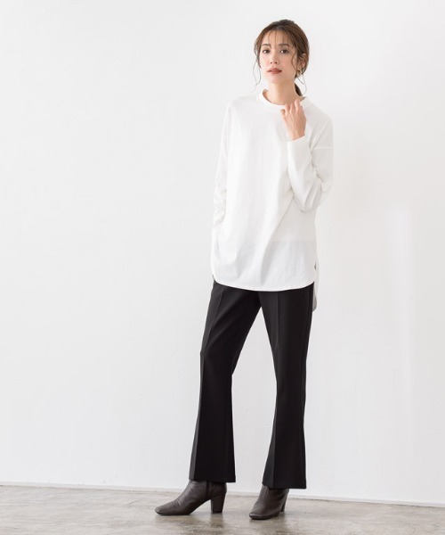 Pierrot（ピエロ）の「オーガニックコットンロンT 綿100%（Tシャツ/カットソー・レディース・ベージュ/オフホワイト/チャコールグレー/ブラック/ライトベージュ・L/M）」の10枚目の写真