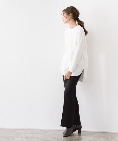 Pierrot（ピエロ）の「オーガニックコットンロンT 綿100%（Tシャツ/カットソー・レディース・ベージュ/オフホワイト/チャコールグレー/ブラック/ライトベージュ・L/M）」の19枚目の写真