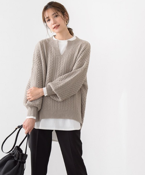 Pierrot（ピエロ）の「オーガニックコットンロンT 綿100%（Tシャツ/カットソー・レディース・ベージュ/オフホワイト/チャコールグレー/ブラック/ライトベージュ・L/M）」の7枚目の写真