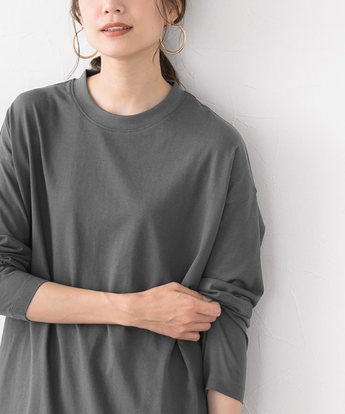 Pierrot（ピエロ）の「オーガニックコットンロンT 綿100%（Tシャツ/カットソー・レディース・ベージュ/オフホワイト/チャコールグレー/ブラック/ライトベージュ・L/M）」の11枚目の写真