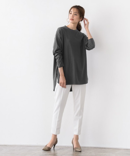 Pierrot（ピエロ）の「オーガニックコットンロンT 綿100%（Tシャツ/カットソー・レディース・ベージュ/オフホワイト/チャコールグレー/ブラック/ライトベージュ・L/M）」の20枚目の写真