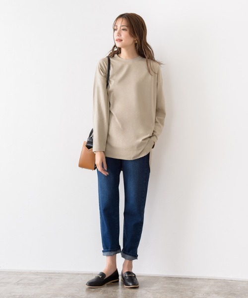 Pierrot（ピエロ）の「オーガニックコットンロンT 綿100%（Tシャツ/カットソー・レディース・ベージュ/オフホワイト/チャコールグレー/ブラック/ライトベージュ・L/M）」の9枚目の写真