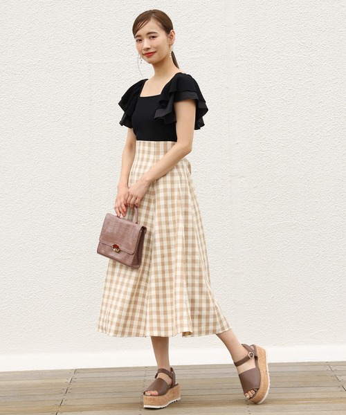 one after another NICE CLAUP（ワンアフターアナザーナイスクラップ）の「バックリボンフレアスカート（スカート・レディース・ブラック系その他/ブラウン系その他/ベージュ系その他/レッド系その他・FREE）」の18枚目の写真