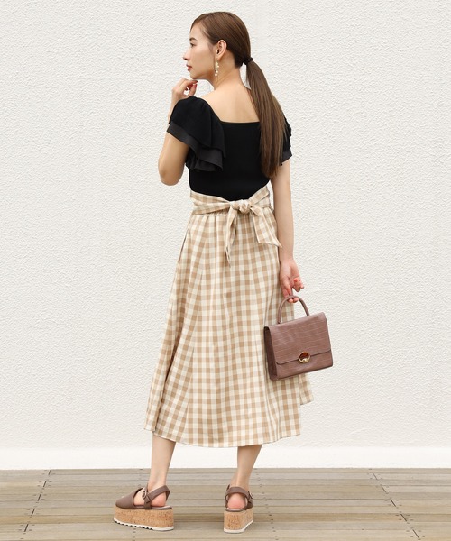 one after another NICE CLAUP（ワンアフターアナザーナイスクラップ）の「バックリボンフレアスカート（スカート・レディース・ブラック系その他/ブラウン系その他/ベージュ系その他/レッド系その他・FREE）」の20枚目の写真