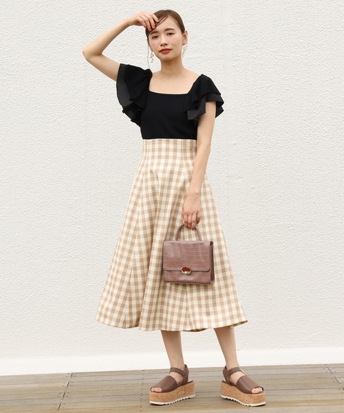 one after another NICE CLAUP（ワンアフターアナザーナイスクラップ）の「バックリボンフレアスカート（スカート・レディース・ブラック系その他/ブラウン系その他/ベージュ系その他/レッド系その他・FREE）」の21枚目の写真
