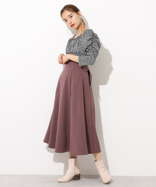 one after another NICE CLAUP（ワンアフターアナザーナイスクラップ）の「バックリボンフレアスカート（スカート・レディース・ブラック系その他/ブラウン系その他/ベージュ系その他/レッド系その他・FREE）」の5枚目の写真