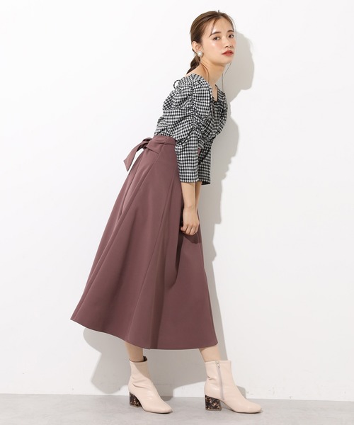 one after another NICE CLAUP（ワンアフターアナザーナイスクラップ）の「バックリボンフレアスカート（スカート・レディース・ブラック系その他/ブラウン系その他/ベージュ系その他/レッド系その他・FREE）」の6枚目の写真