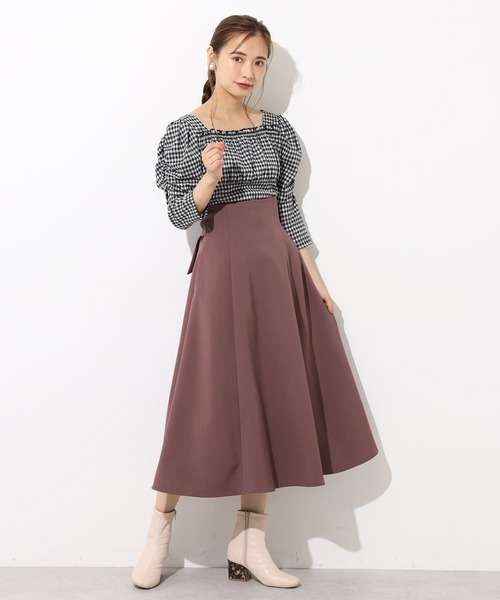 one after another NICE CLAUP（ワンアフターアナザーナイスクラップ）の「バックリボンフレアスカート（スカート・レディース・ブラック系その他/ブラウン系その他/ベージュ系その他/レッド系その他・FREE）」の8枚目の写真