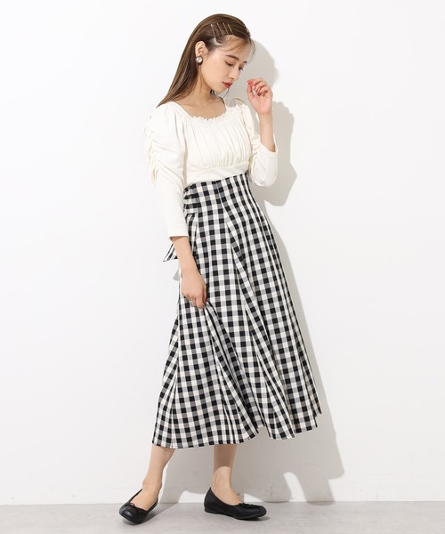 one after another NICE CLAUP（ワンアフターアナザーナイスクラップ）の「バックリボンフレアスカート（スカート・レディース・ブラック系その他/ブラウン系その他/ベージュ系その他/レッド系その他・FREE）」の10枚目の写真