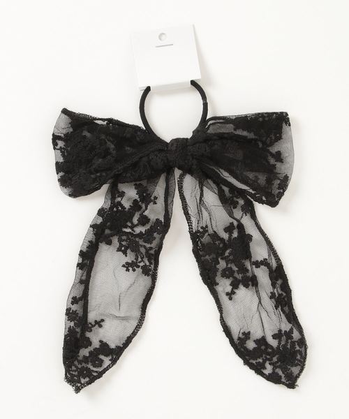 WEGO（ウィゴー）の「WEGO/レースビッグリボンヘアゴム（ヘアゴム・レディース・ホワイト/ブラック・FREE）」の2枚目の写真