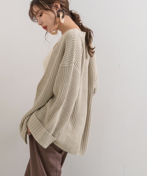 Newlyme(ニューリーミー)の「畦編みガウンカーディガン【R】(カーディガン/ボレロ・レディース・ベージュ/ブラウン・M-L)」の8枚目の写真