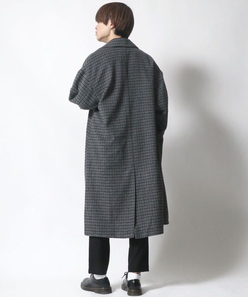 Salong hameu（サロン ハミュー）の「オーバーサイズ チェック柄シャギーチェスターロングコート メンズ レディース（チェスターコート・メンズ・ダークブラウン/ライトブラウン/ブラウン/チャコールグレー/モカ/グレー・L/M）」の18枚目の写真