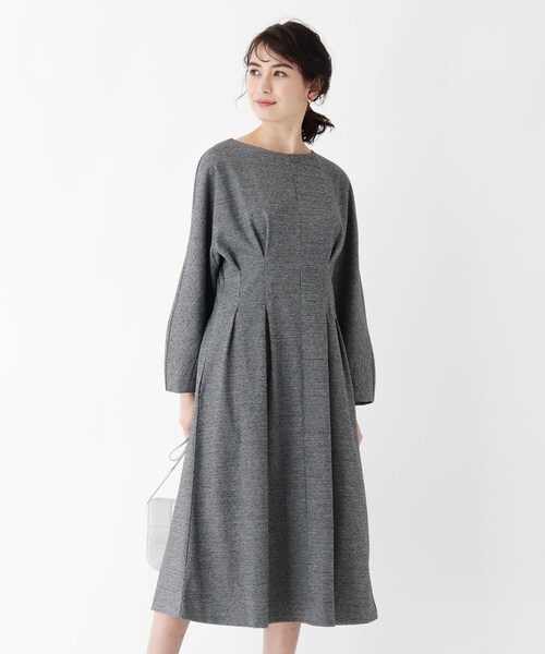 Index インデックス のファッション セール ウール調ジャージタックワンピース ワンピース ワンピース Web限定サイズ