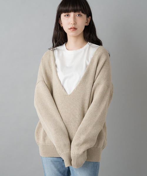 loungedress コットンVニット Loungedress】コットンVニット | OUTLET(アウトレット
