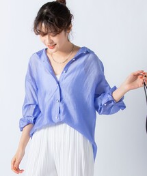 【WEB限定カラーあり】シアースラブパール釦2wayシャツ