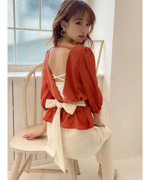 RESEXXY（リゼクシー）の「配色バックリボンブラウス（シャツ/ブラウス・レディース・ブラック/オレンジ/その他/その他1・FREE）」の16枚目の写真