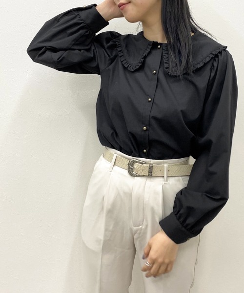 apres jour mignon(アプレジュールミニョン)の「フリル襟ブラウス【ZOZOTOWN限定アイテム】(シャツ/ブラウス・レディース・グレイッシュベージュ/ブラック/オフホワイト・X-LARGE/フリー)」の18枚目の写真