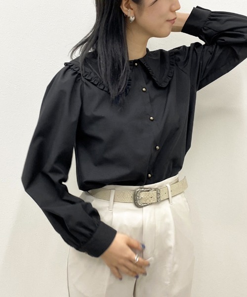 apres jour mignon(アプレジュールミニョン)の「フリル襟ブラウス【ZOZOTOWN限定アイテム】(シャツ/ブラウス・レディース・グレイッシュベージュ/ブラック/オフホワイト・X-LARGE/フリー)」の19枚目の写真