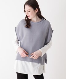 SHOO・LA・RUE | 【2点セット】麻タッチロールネックベスト＋ロンT(その他トップス)