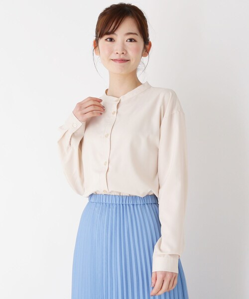 pink adobe(ピンクアドベ)の「◆【M-3L】バンドカラーシャツ(シャツ/ブラウス・レディース・チャコールグレー/ライトグレー/オフホワイト/ベビーピンク/ホワイト系8・44/40/38/42)」の5枚目の写真