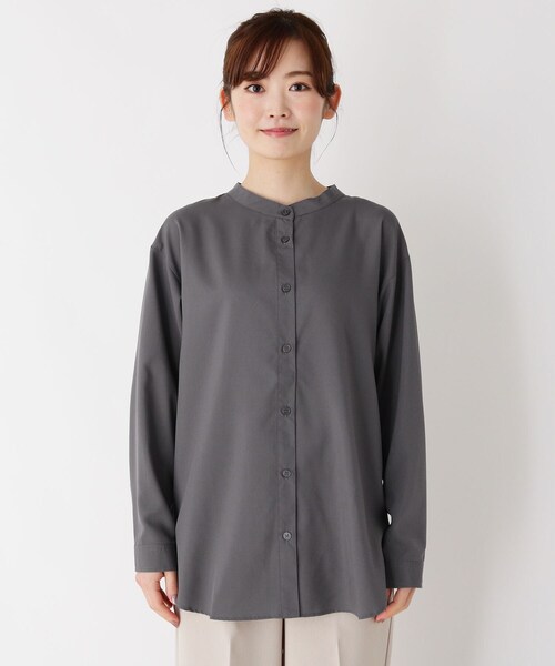 pink adobe(ピンクアドベ)の「◆【M-3L】バンドカラーシャツ(シャツ/ブラウス・レディース・チャコールグレー/ライトグレー/オフホワイト/ベビーピンク/ホワイト系8・44/40/38/42)」の13枚目の写真