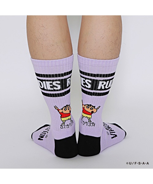 RUDIE'S（ルーディーズ）の「RUDIE'S x CRAYON SHINCHAN PEACE SOCKS（ソックス/靴下・メンズ・ラベンダー/ホワイト・FREE）」の3枚目の写真