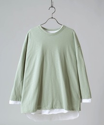 SlashDate（スラッシュデイト）の「スモーキ―カラー ルーズシルエット Tシャツ/9分袖Tシャツ＋裾ラウンド長袖Tシャツ/2点セット/アンサンブル（Tシャツ/カットソー・メンズ）」