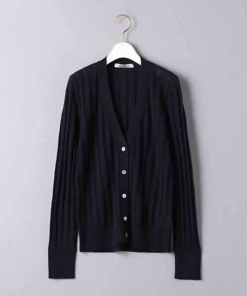 Gunn Johansson（グンヨハンソン）の「＜Gunn Johansson（グン ヨハンソン）＞リブ Vネック カーディガン◆（カーディガン/ボレロ・レディース・ネイビー/オフホワイト・38）」の2枚目の写真