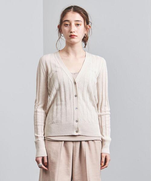 Gunn Johansson（グンヨハンソン）の「＜Gunn Johansson（グン ヨハンソン）＞リブ Vネック カーディガン◆（カーディガン/ボレロ・レディース・ネイビー/オフホワイト・38）」の3枚目の写真
